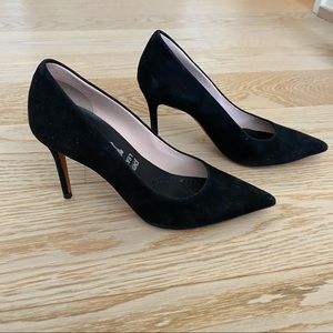 Celine black suede heels